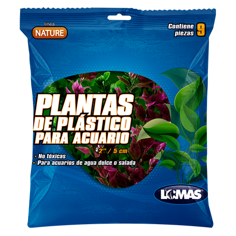 PLANTAS PARA ACUARIO (PLASTICO) 9 PIEZAS DE 5 CM